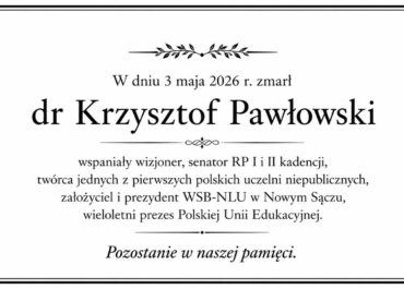 W dniu 3 maja 2026 r. zmarł dr Krzysztof Pawłowski